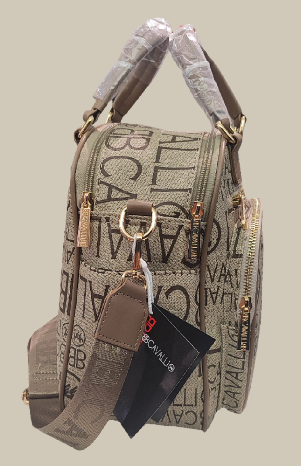 Elegante RC Cavalli Damen Rucksacktasche / Handtasche mit Monogramm-Print Produkt...