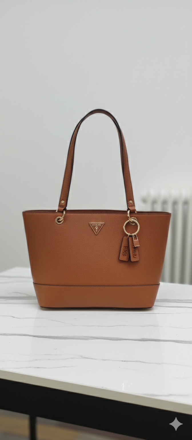 Guess Women's Large Tote Bag in Cognac Brown