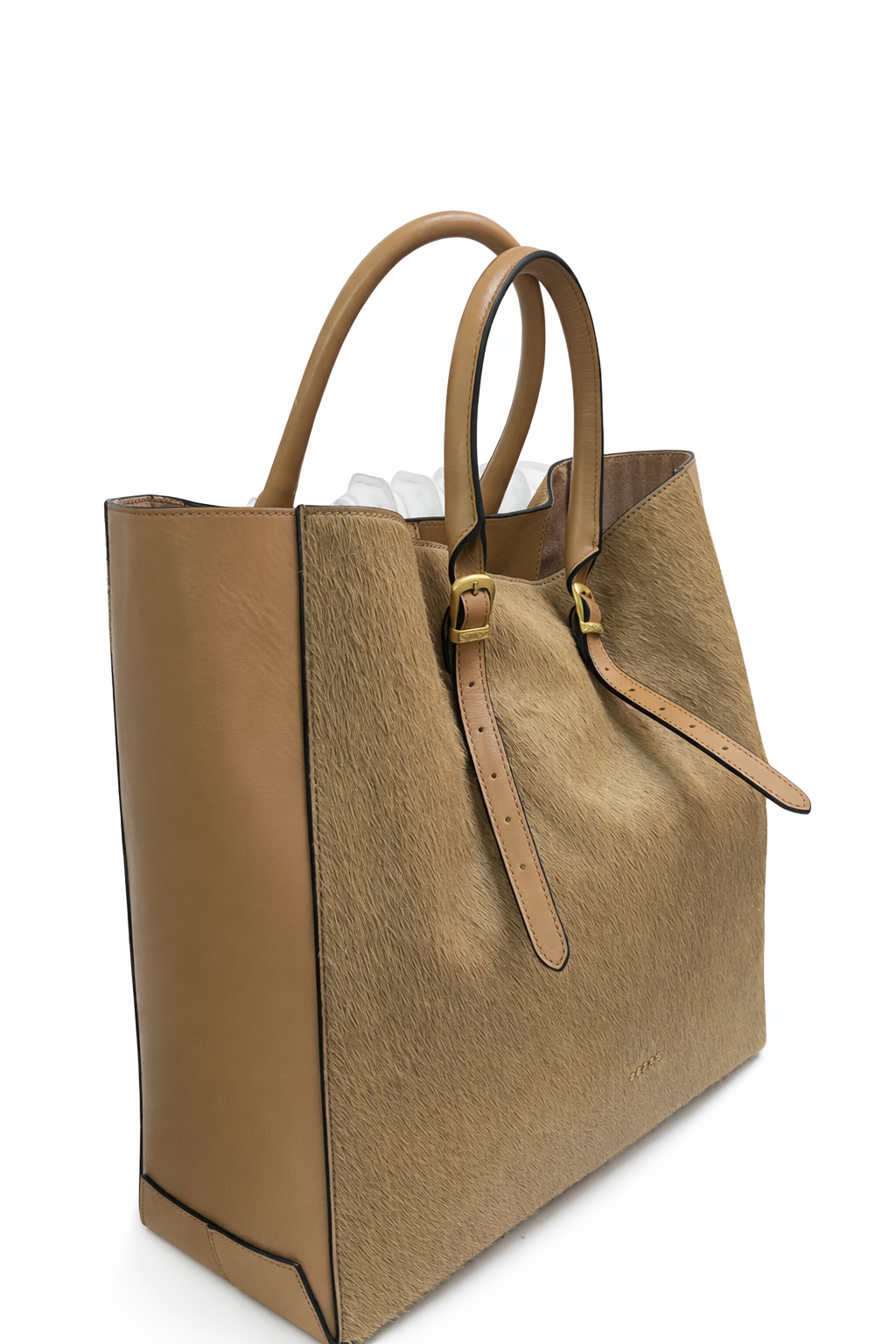 Guess Damen Handtasche Shopper Beige - Elegante Henkeltasche Velours-Optik