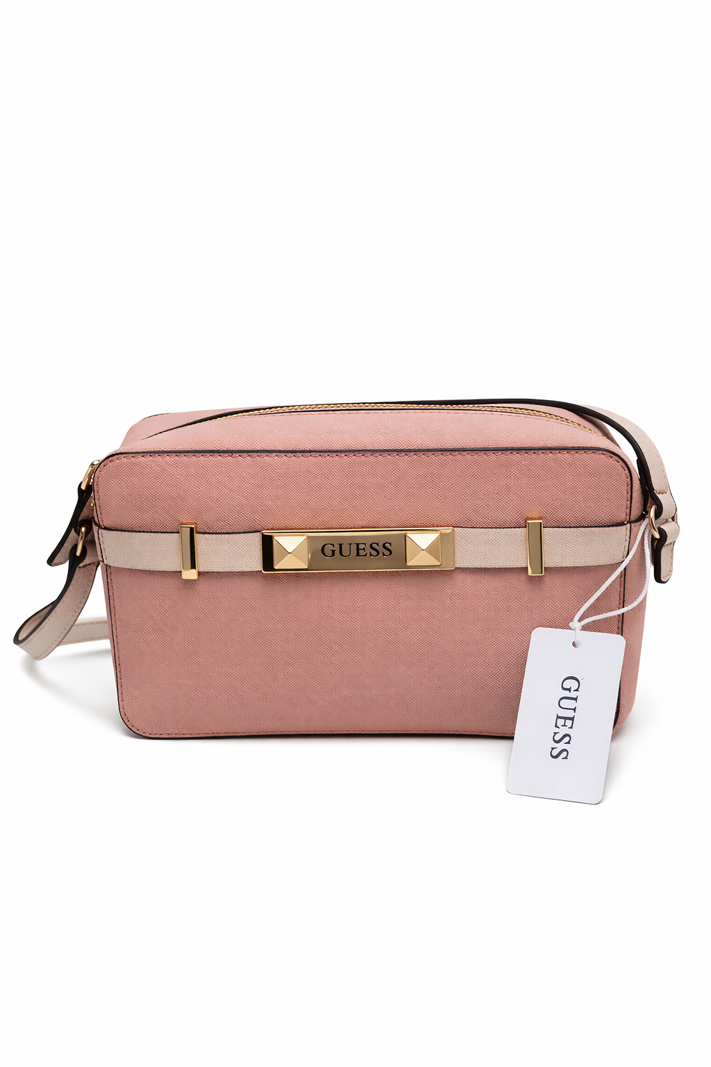 GUESS Damen Umhängetasche Rosa - Elegante Crossbody Bag mit Logo-Golddetail