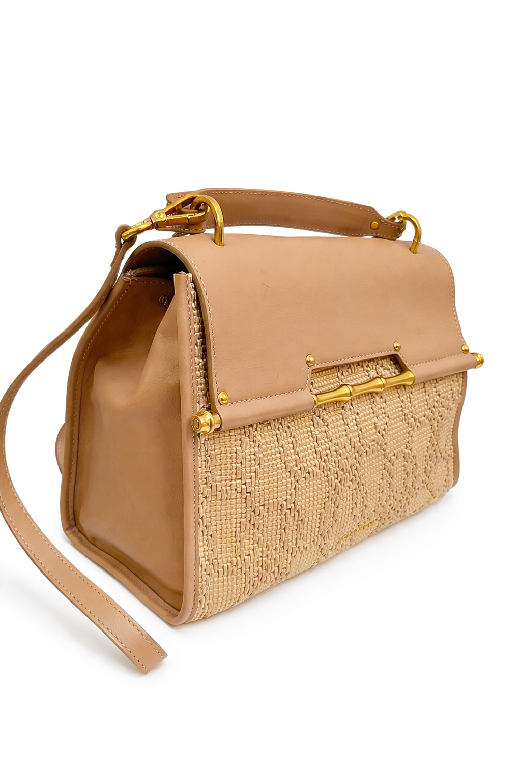 Marciano by Guess Handtasche - Beige Leder & Stroh-Optik - Henkeltasche Damen