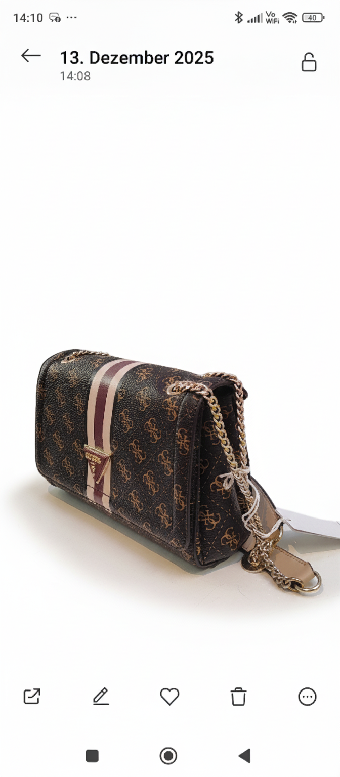 Guess Striped Crossbody Bag - Beige/Brown