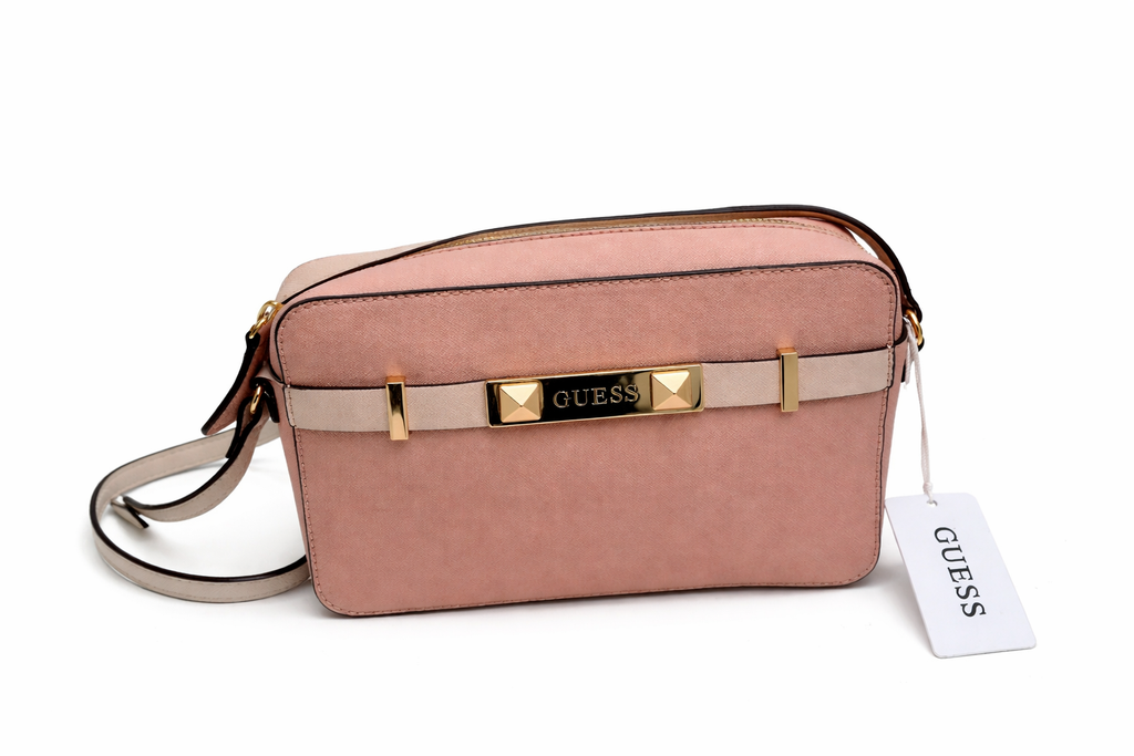 GUESS Damen Umhängetasche Rosa - Elegante Crossbody Bag mit Logo-Golddetail