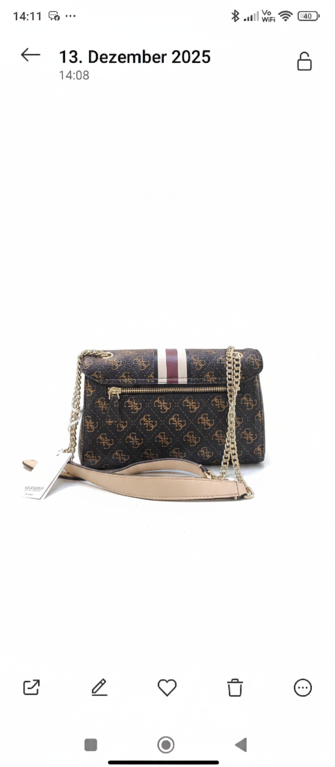 Guess Striped Crossbody Bag - Beige/Brown