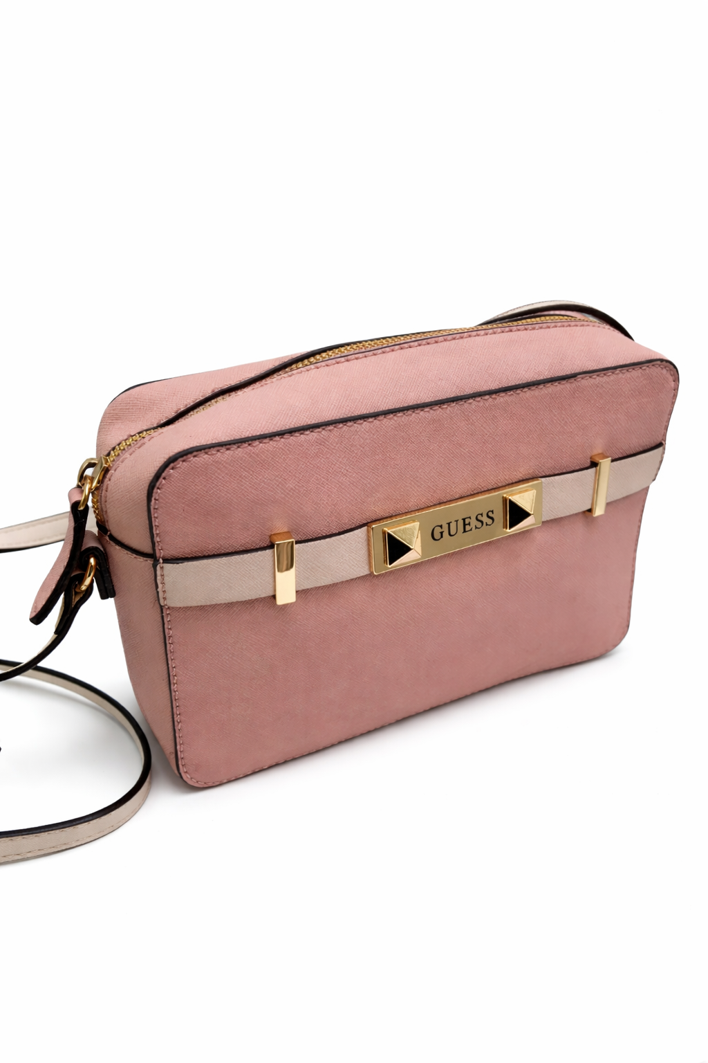 GUESS Damen Umhängetasche Rosa - Elegante Crossbody Bag mit Logo-Golddetail