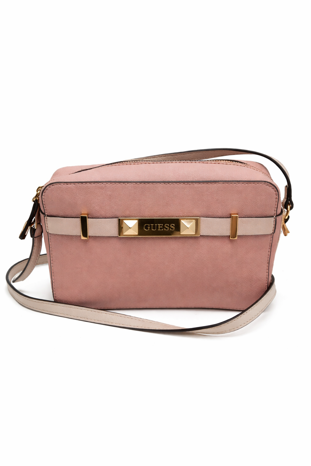 GUESS Damen Umhängetasche Rosa - Elegante Crossbody Bag mit Logo-Golddetail