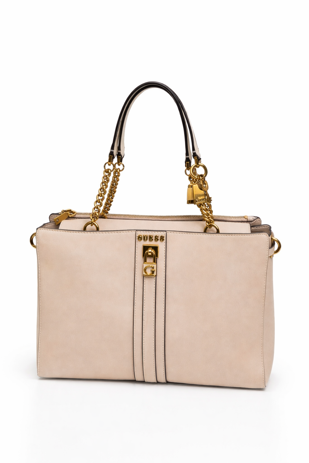 Elegante GUESS Tasche in Beige mit Ketten-Träger & Schloss-Deko