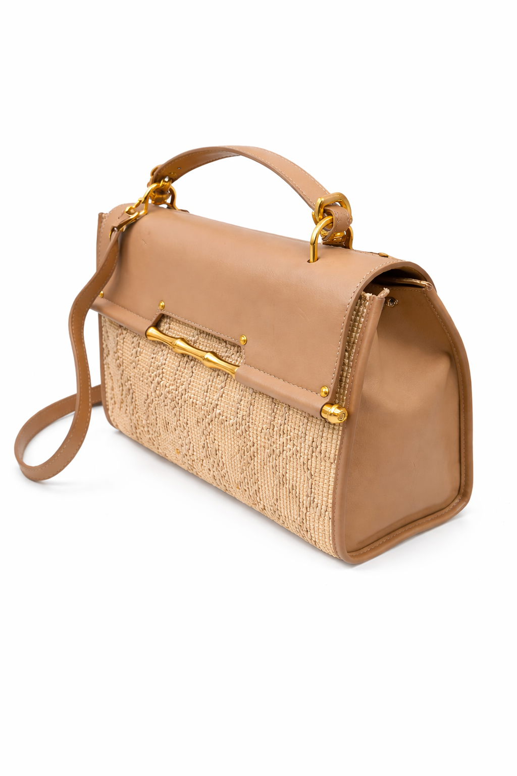 Marciano by Guess Handtasche - Beige Leder & Stroh-Optik - Henkeltasche Damen